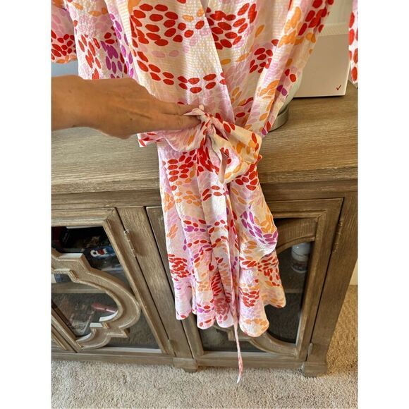 Marie Oliver Colorful Silk Ruffle Wrap Retta Dress Size XSmall - Picture 5 of 10
